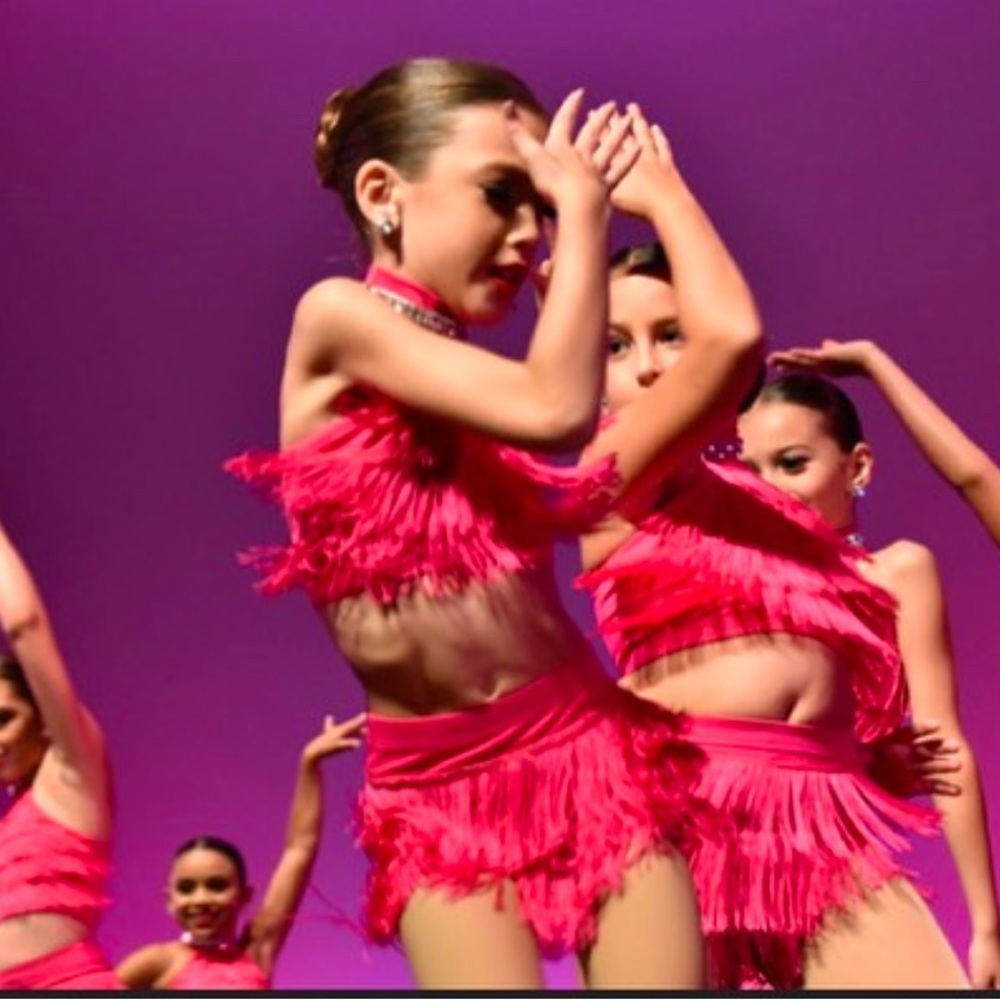 Weissman Balera fringe dance costume IC pink ballroom jazz